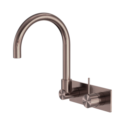 Mecca Wall Basin/Bath Mixer Set Swivel Gooseneck Spout Handle Up (Brushed Bronze)
