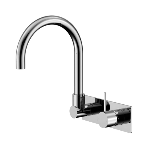 Mecca Wall Basin/Bath Mixer Set Swivel Gooseneck Spout Handle Up (Chrome)