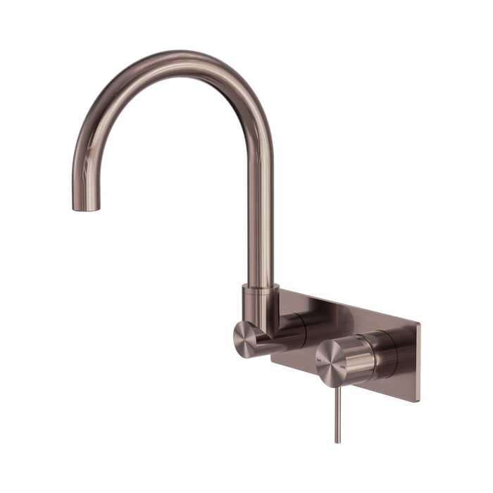 Mecca Wall Basin/Bath Mixer Set Swivel Gooseneck Spout (Brushed Bronze)