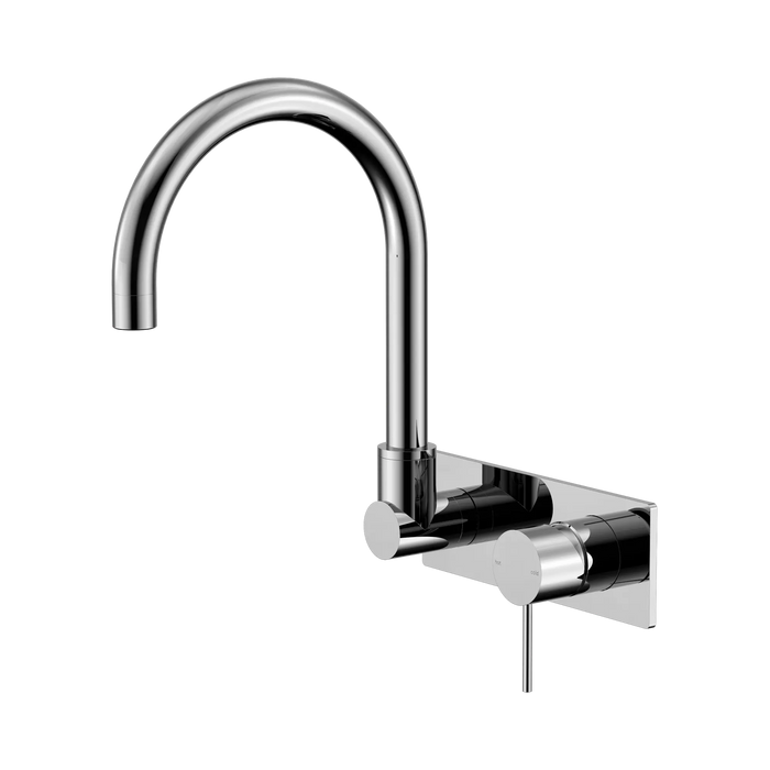 Mecca Wall Basin/Bath Mixer Set Swivel Gooseneck Spout (Chrome)