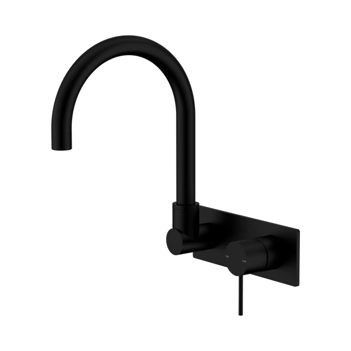 Mecca Wall Basin/Bath Mixer Set Swivel Gooseneck Spout (Matte Black)