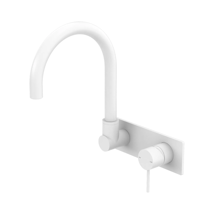Mecca Wall Basin/Bath Mixer Set Swivel Gooseneck Spout (Matte White)