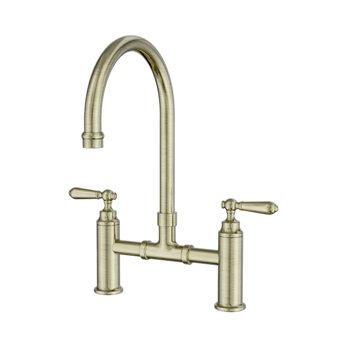 York Exposed Kitchen Mixer Sink Bridge Set (Aged Brass)