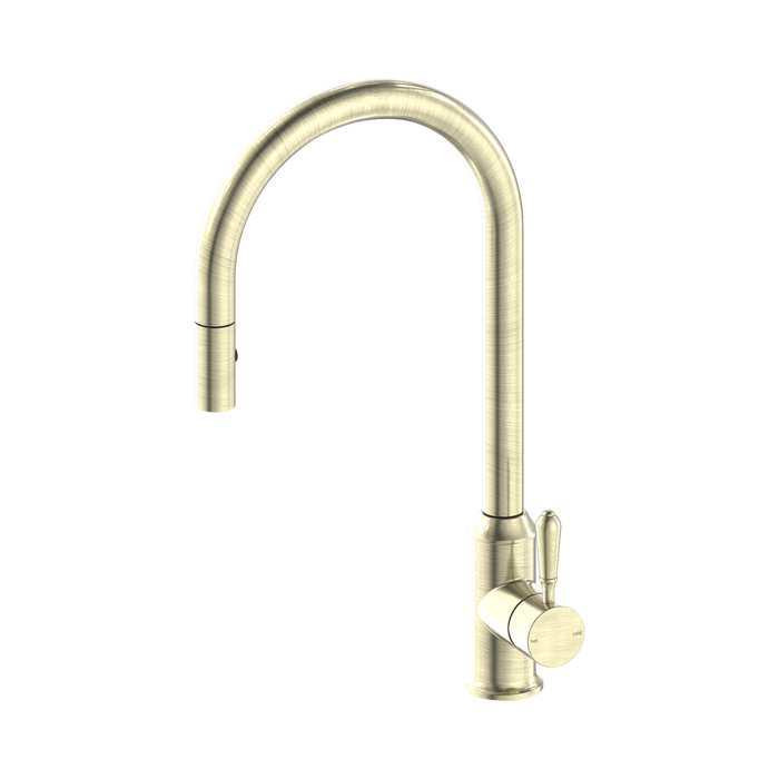 York Kitchen Sink Mixer with Pullout Veggie Spray (Aged Brass)