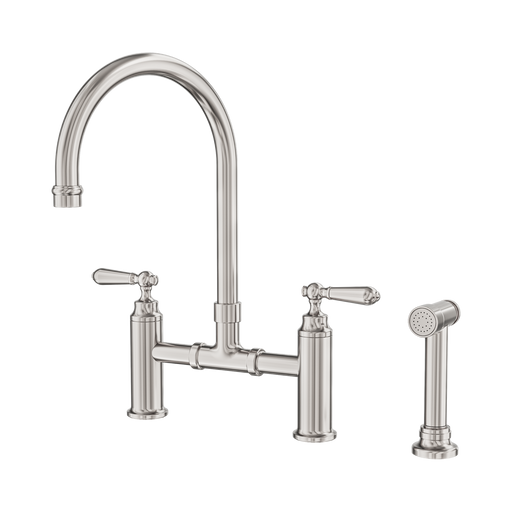 York Exposed Kitchen Mixer Sink Bridge Set with Hand Spray (Brushed Nickel)