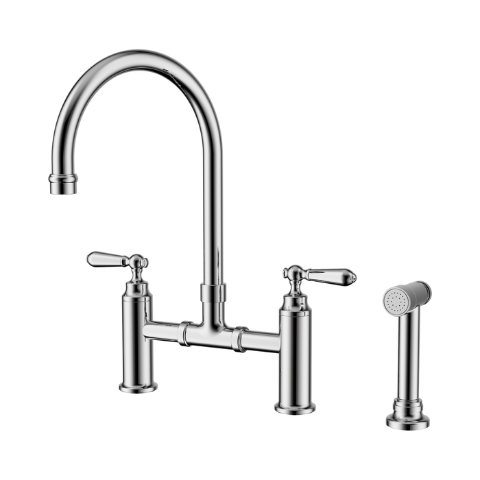 York Exposed Kitchen Mixer Sink Bridge Set with Hand Spray (Chrome)