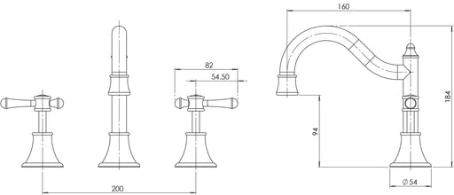 Nostalgia Lever Basin Set Shepherds Crook (Line Drawing)