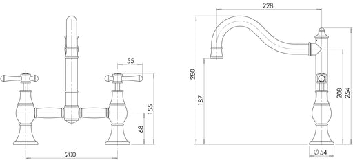 Nostalgia Exposed Sink Set (Line Drawing)