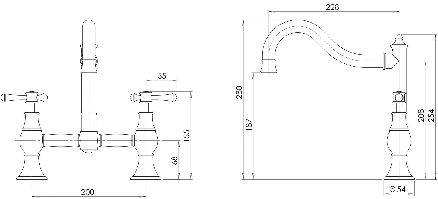 Nostalgia Exposed Sink Set (Line Drawing)