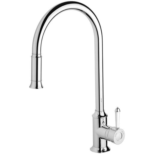 Phoenix Tapware Nostalgia Pull Out Sink Mixer (Chrome & White) NS710-62