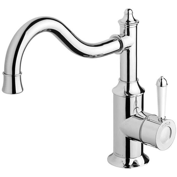 Phoenix Tapware Nostalgia Sink Mixer 220mm Shepherds Crook (Chrome & White) NS738-62