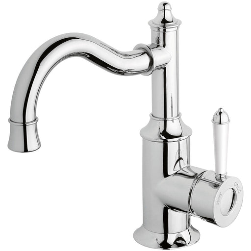 Phoenix Tapware Nostalgia Basin Mixer 160mm Shepherds Crook (Chrome & White) NS748-62