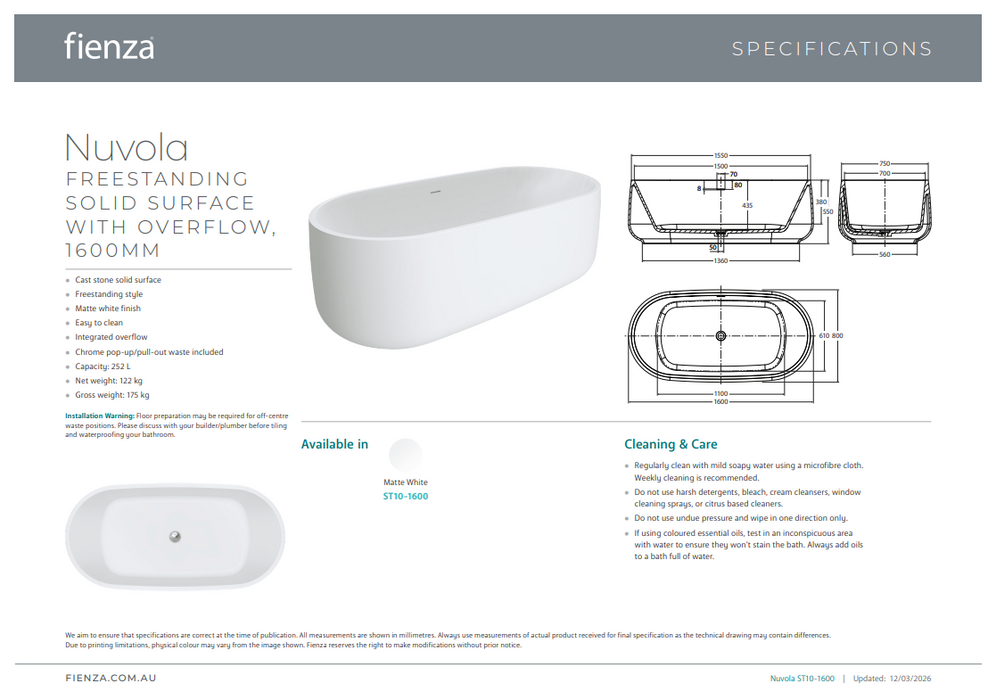 Product Specification Information