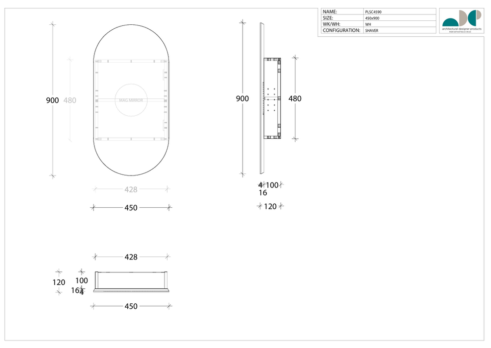 Pill Mirrored Cabinet Specs