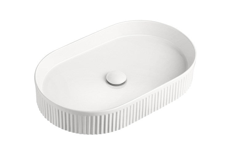 Pill Fluted Above Counter Basin Gloss White