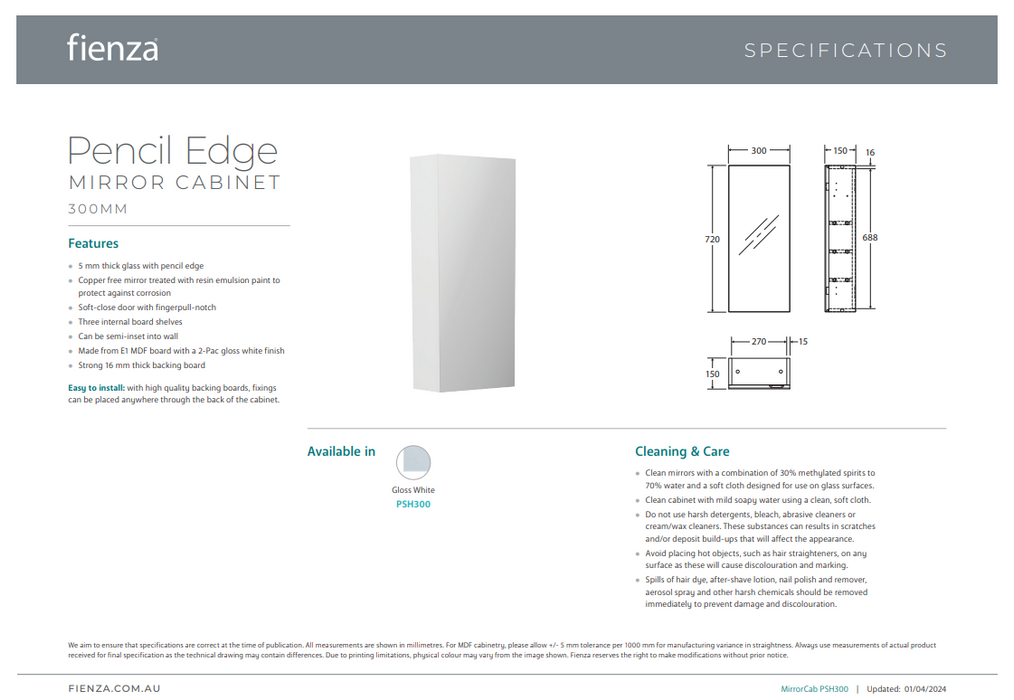 Product Specification Information