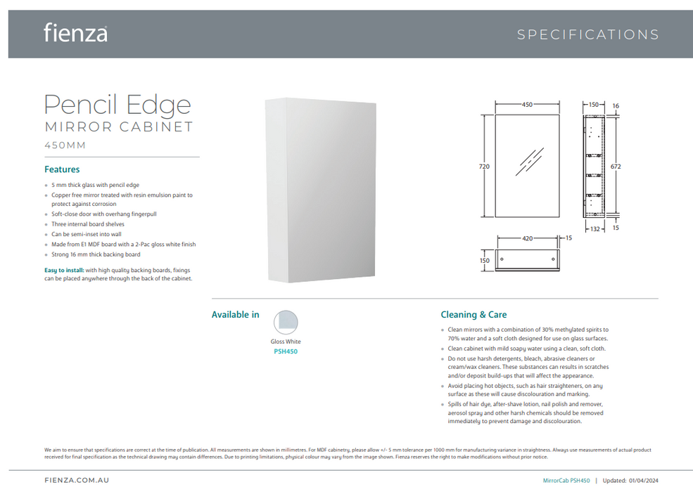 Product Specification Information
