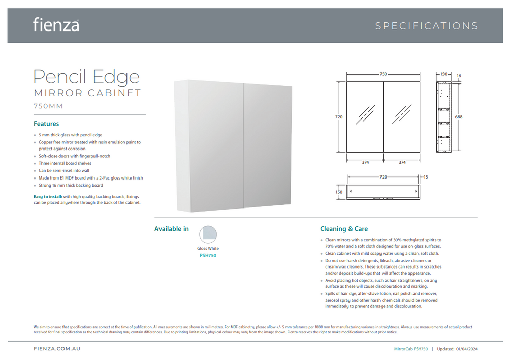 Product Specification Information