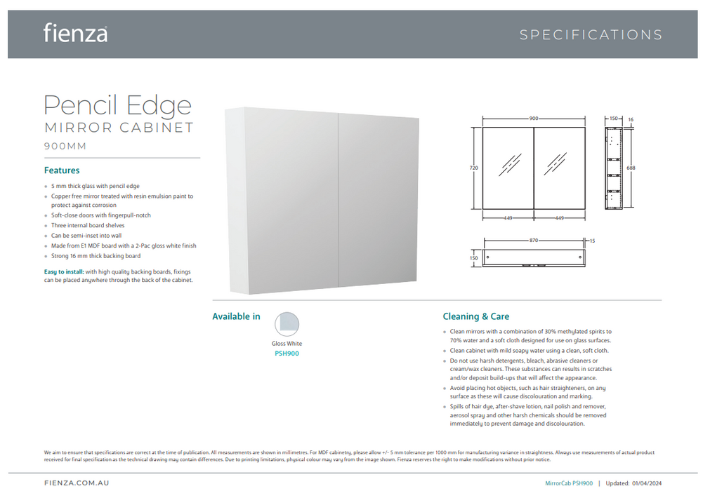 Product Specification Information