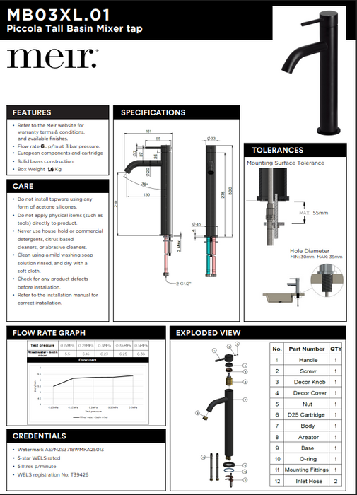 Product Specification Information