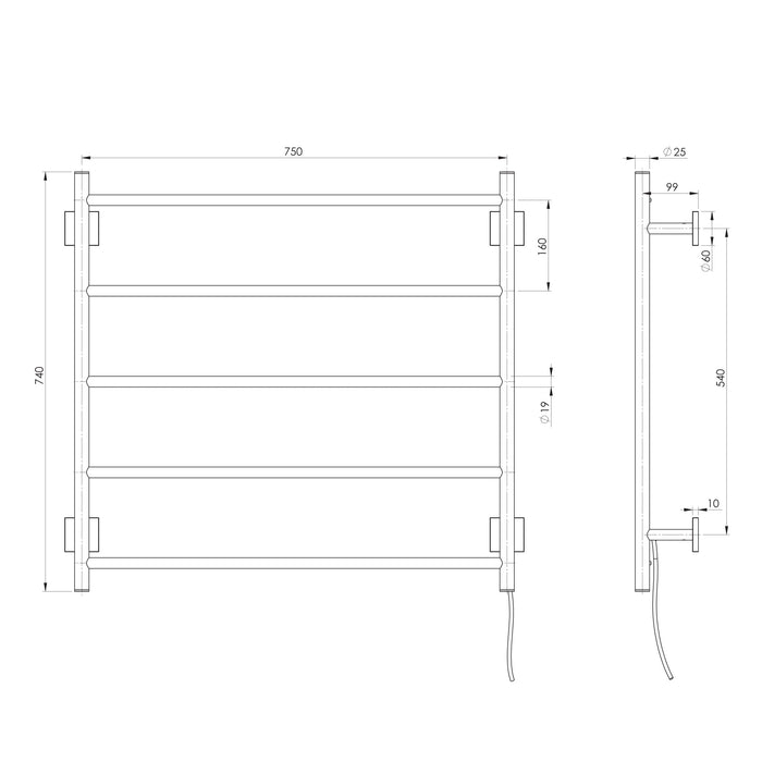 Specification line drawing with square plates installed