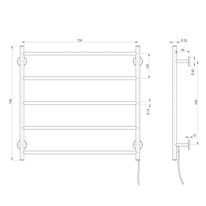 Specification Line Drawing with Round plates installed