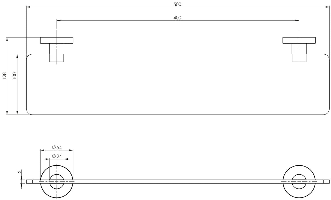 Radii Glass Shelf (Round) (Chrome)