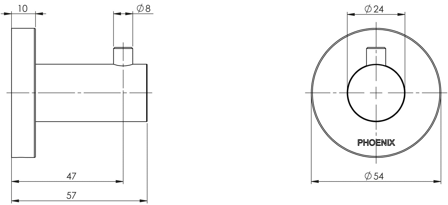 Radii Robe Hook (Round) (Chrome)