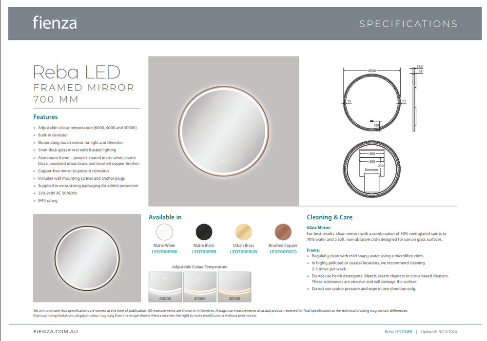 Product Specification Information