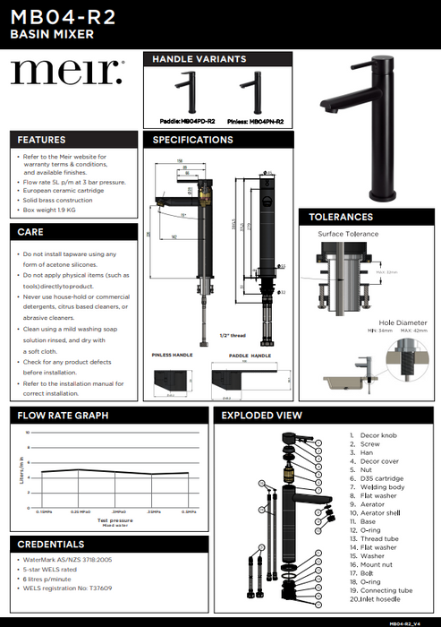 Product Specification Information