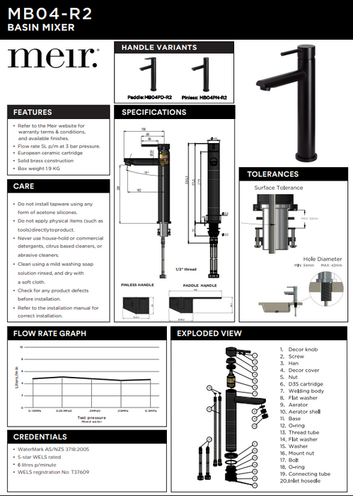 Product Specification Information