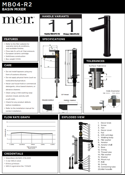 Product Specification Information