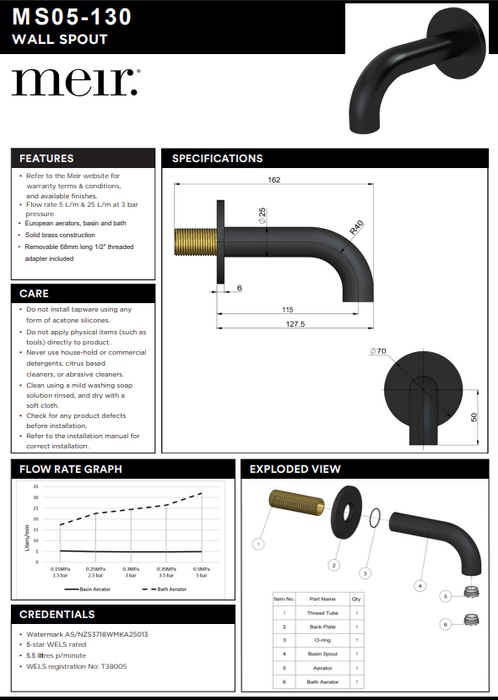 Product Specification Information