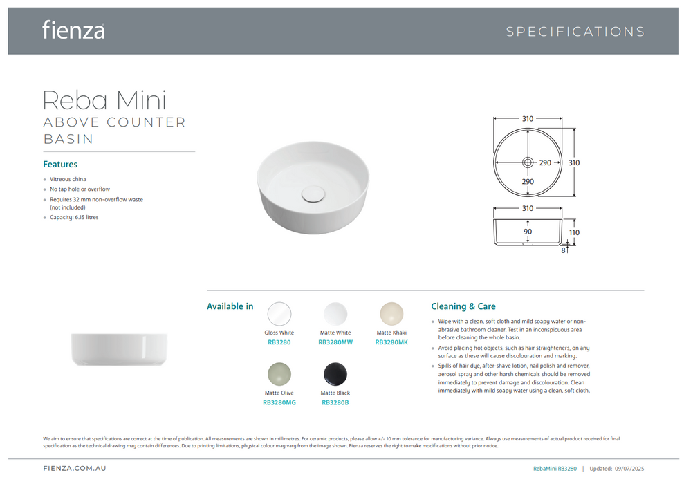 Product Specification Information