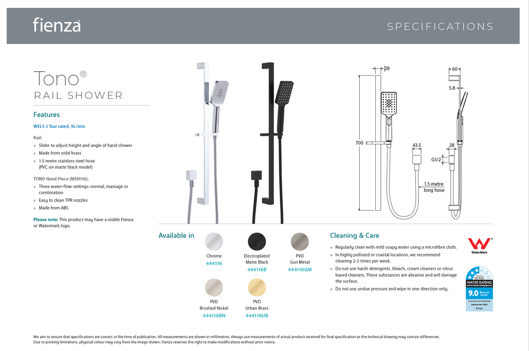 Product Specification Information