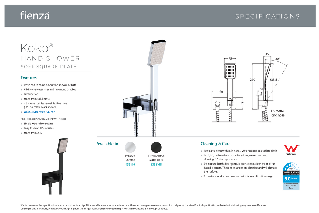 Product Specification Information