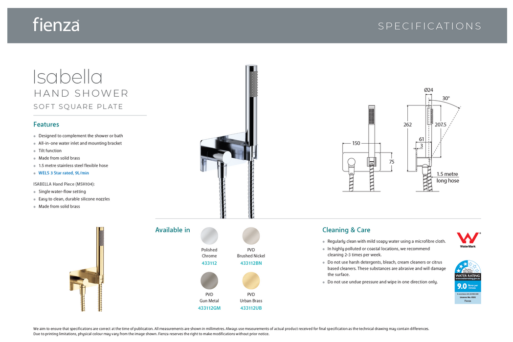 Product Specification Information