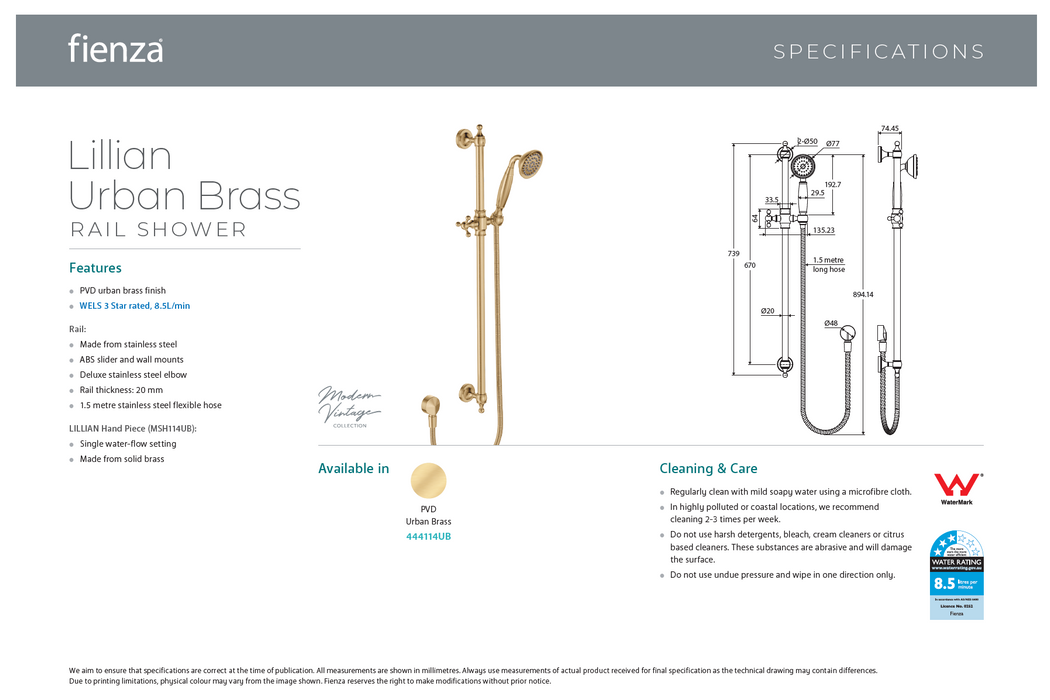 Product Specification Information