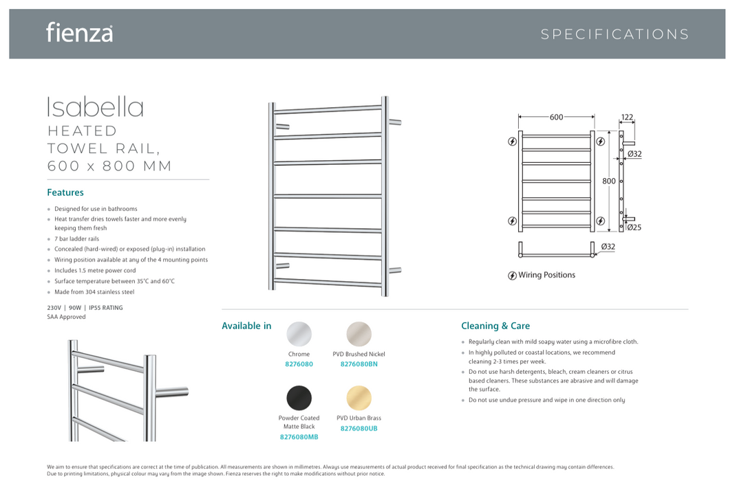 Product Specification Information
