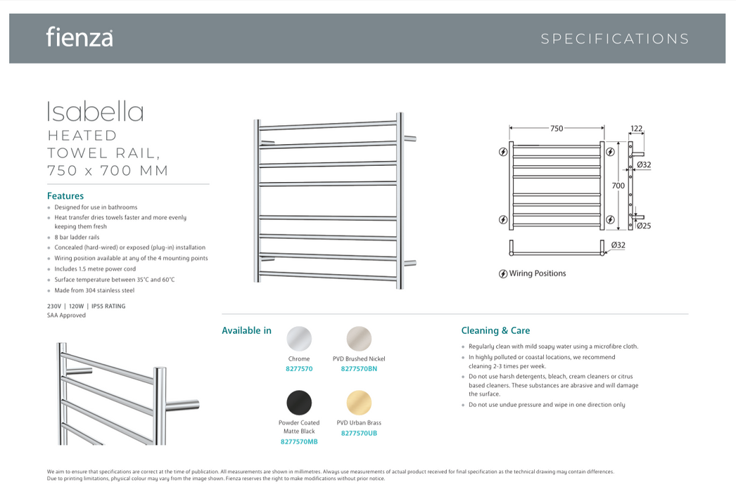 Product Specification Information