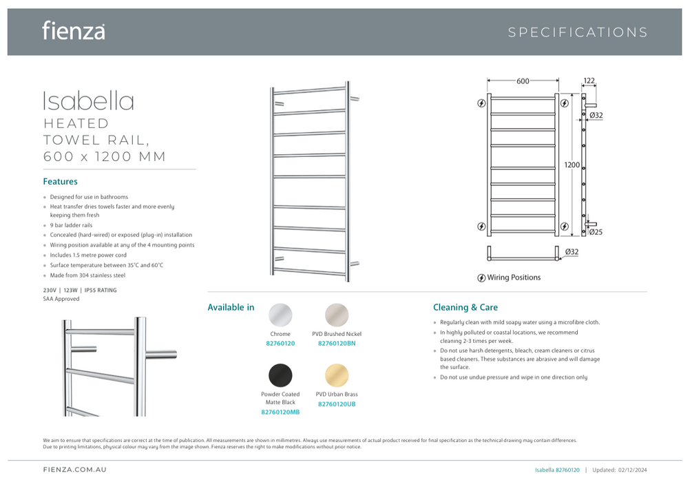 Product Specification Information