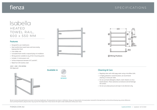 Product Specification Information