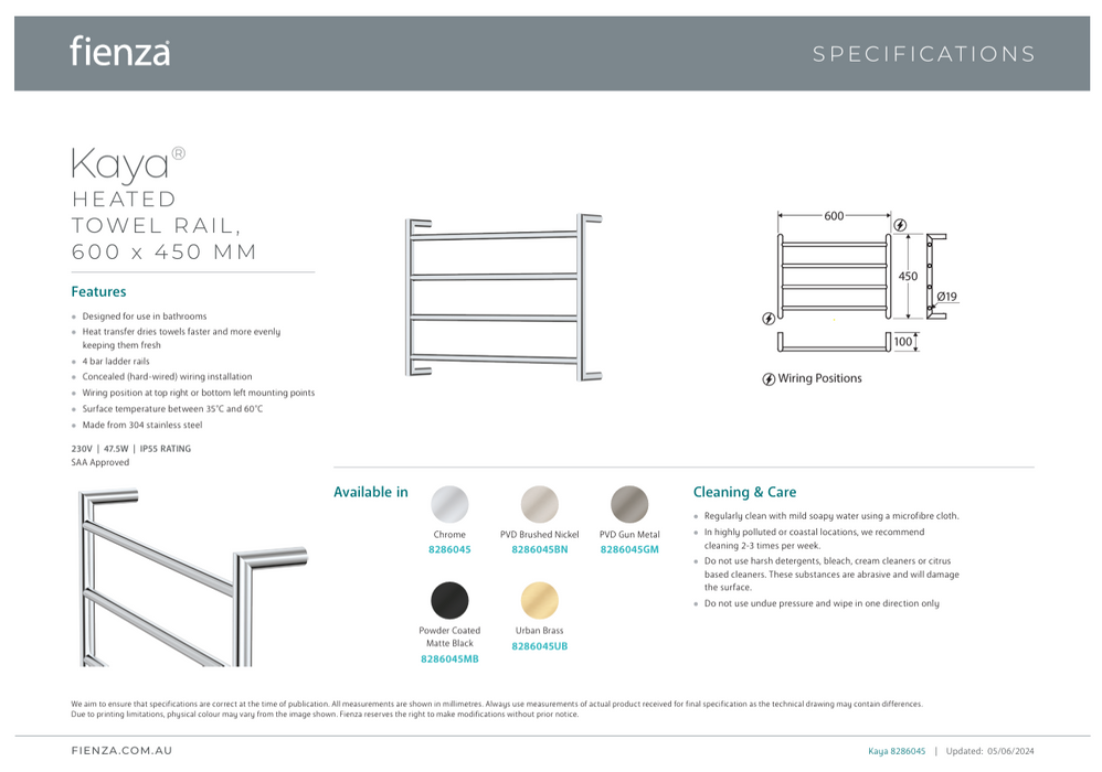 Product Specification Information