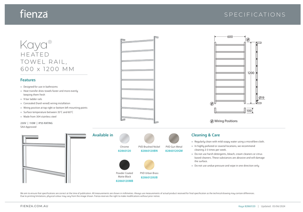 Product Specification Information