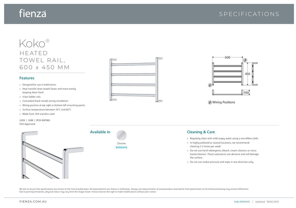 Product Specification Information