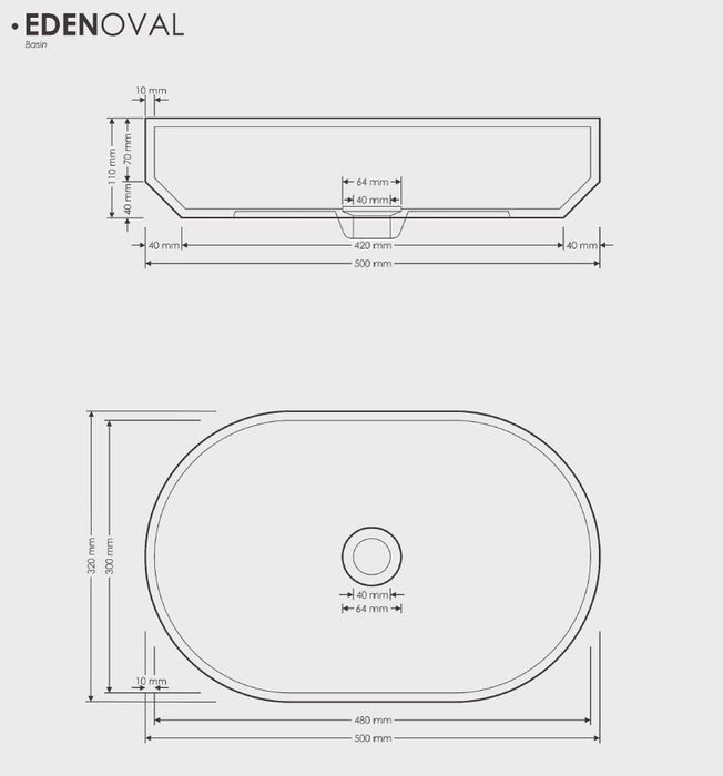 Eden Oval Basin - Multiple Colour Options