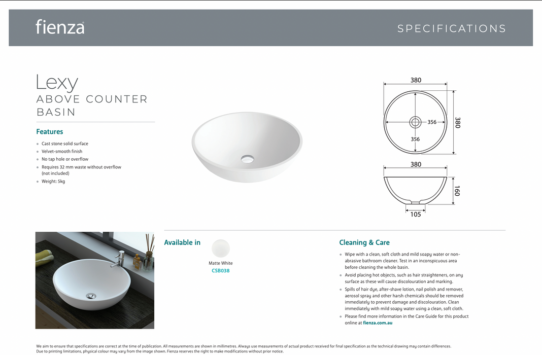 Product Specification Information