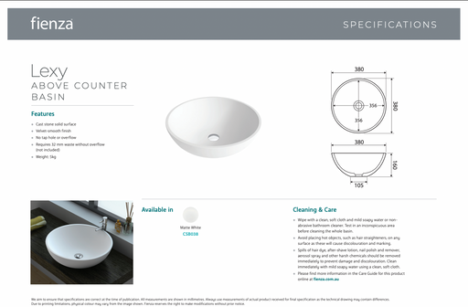 Product Specification Information