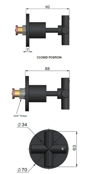 Meir Round Cross Handle Jumper Valve Wall Top Assemblies - Multiple Colour Options