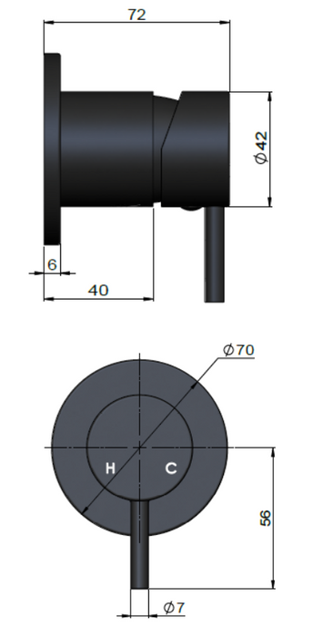 Meir Round Wall Mixer Short Pin Lever - Multiple Colour Options